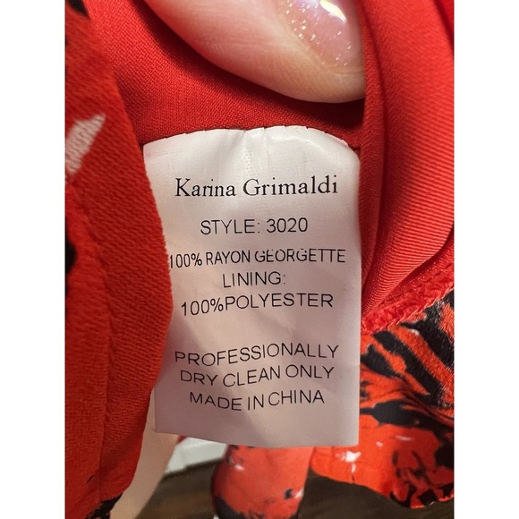 Karina Grimaldi Pilar Print Long Sleeve Deep V-Neck Blouson Mini Dress Medium - Picture 8 of 10